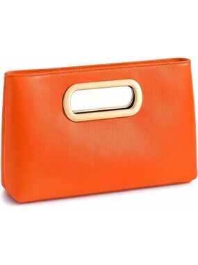 〽️ Women's Orange Clutch Purses Magnetic Detachable Chain Evening Handbag